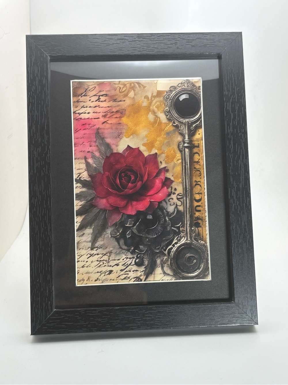 🖤 Gothic Rose & Skeleton Key Framed Art Print 🖤